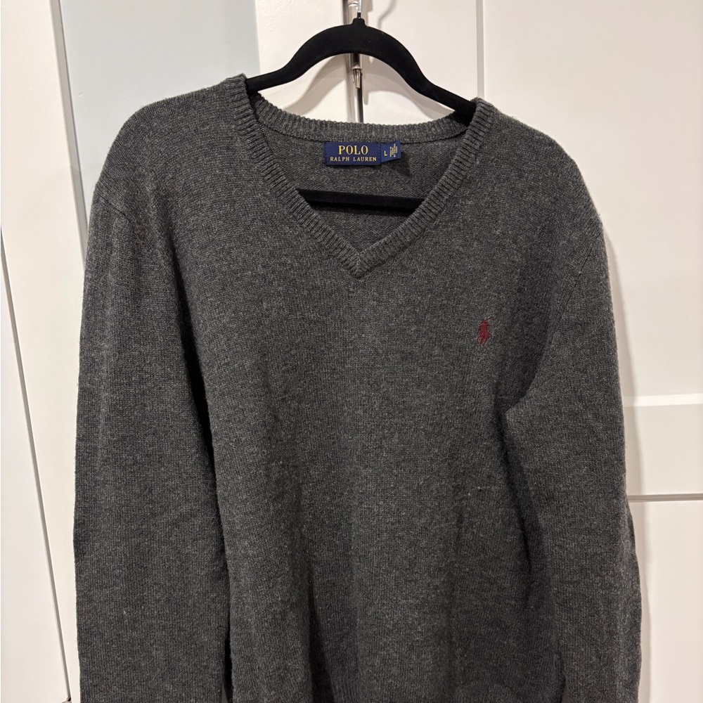 Polo by Ralph Lauren Men's Charcoal V-Neck Sweater